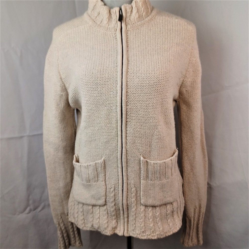 Carhartt Zip Front Lamb's Wool Sweater, Beige, Size M